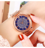 HEZHUKEJI Zegarek Luxury Ladies - Mechanizm Kwarcowy Anologue dla Kobiet Niebieski
