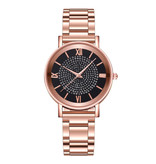 HEZHUKEJI Montre de luxe pour dames - Mouvement à quartz Anologue pour femme noir