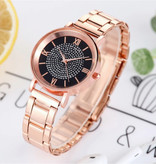 HEZHUKEJI Watch Luxury Ladies - Anologue Quarzwerk für Frauen Schwarz