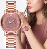 HEZHUKEJI Reloj de lujo para mujer - Movimiento de cuarzo anólogo para mujer, rosa