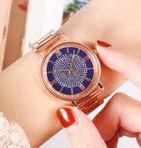 HEZHUKEJI Zegarek Luxury Ladies - Mechanizm Kwarcowy Anologue dla Kobiet Różowy