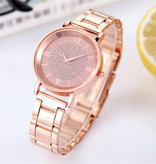 HEZHUKEJI Montre de luxe pour dames - Mouvement à quartz Anologue pour femme rose