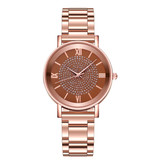 HEZHUKEJI Montre de luxe pour dames - Mouvement à quartz Anologue pour femme marron