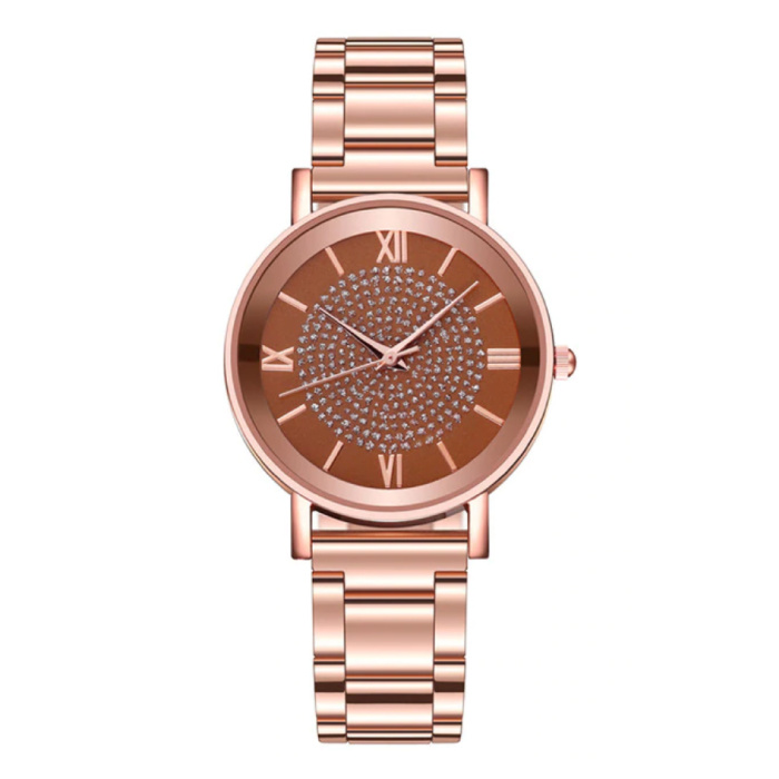 Zegarek Luxury Ladies - Mechanizm Kwarcowy Anologue dla Kobiet Brązowy