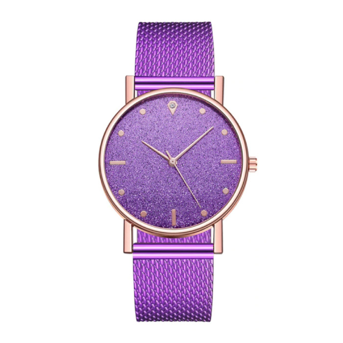 Montre à quartz pour femme - Mouvement Anologue de luxe pour femme Violet