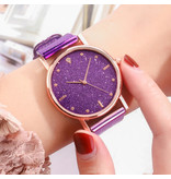 HEZHUKEJI Montre à quartz pour femme - Mouvement Anologue de luxe pour femme Violet