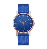 HEZHUKEJI Montre à quartz pour femme - Mouvement Anologue de luxe pour femme Bleu