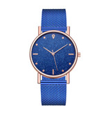 HEZHUKEJI Reloj de cuarzo para mujer - Movimiento anólogo de lujo para mujer, azul