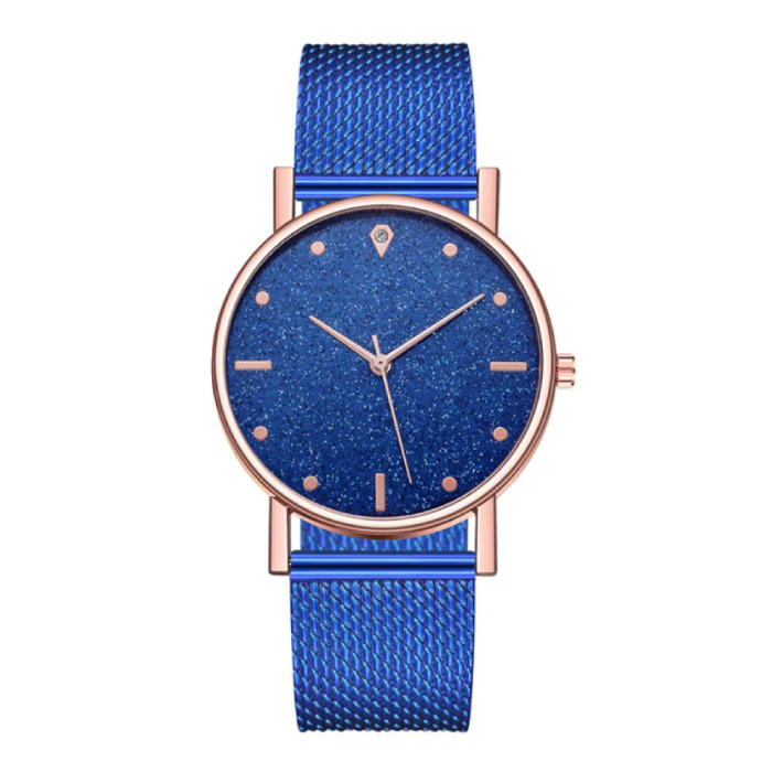 Reloj de cuarzo para mujer - Movimiento anólogo de lujo para mujer, azul