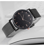 HEZHUKEJI Watch Quartz Ladies - Luxus-Anolog-Bewegung für Frauen Schwarz