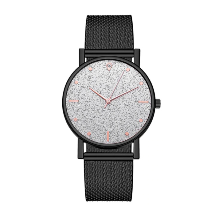 Montre à quartz pour dames - Mouvement Anologue de luxe pour femme noir et blanc