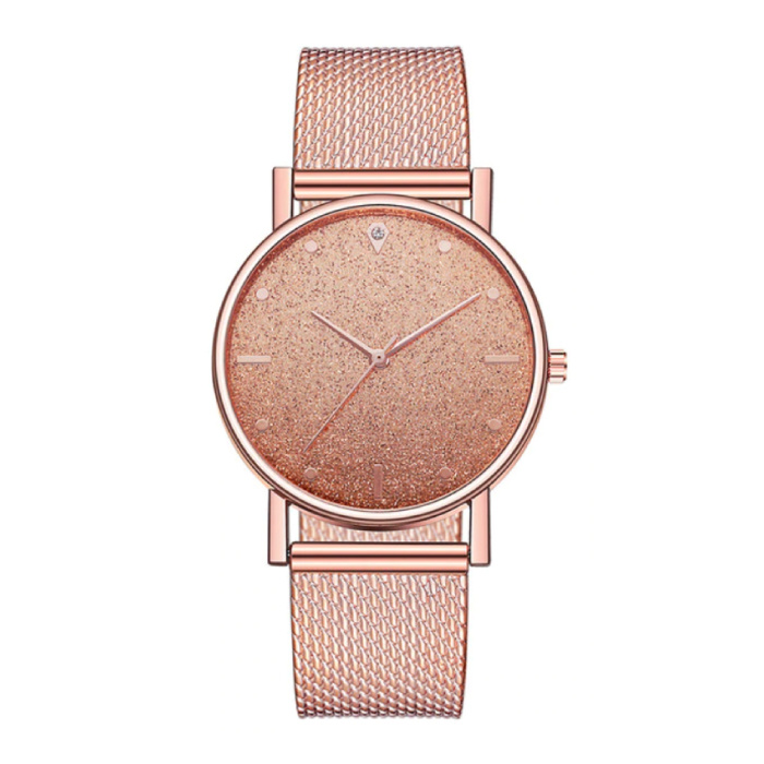 Reloj de cuarzo para mujer - Movimiento anólogo de lujo para mujer en oro rosa