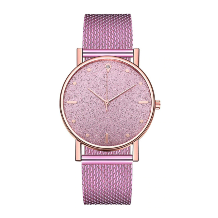 Montre à quartz pour femme - Mouvement Anologue de luxe pour femme rose