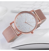 HEZHUKEJI Montre à quartz pour femme - Mouvement Anologue de luxe pour femme rose