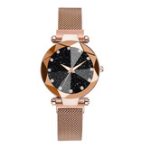 Yuhao Starry Night Horloge Dames - Luxe Anoloog Kwarts Uurwerk voor Vrouwen Goud