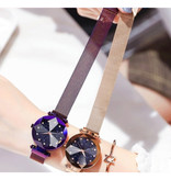 Yuhao Starry Night Watch Ladies - Mouvement à quartz de luxe Anologue pour femmes or