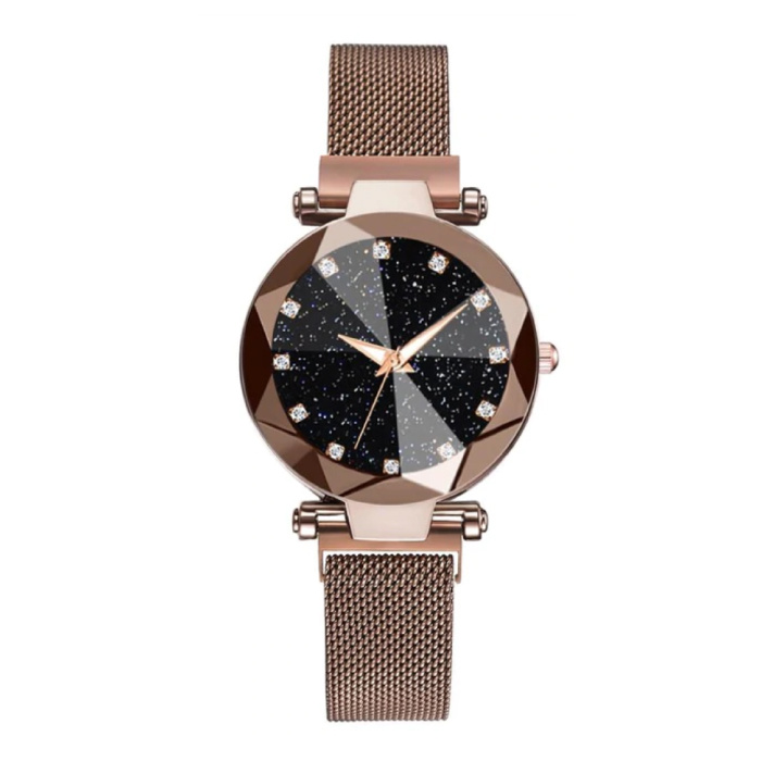 Starry Night Watch Ladies - Mouvement à quartz de luxe Anologue pour femme marron