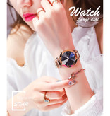 Yuhao Starry Night Watch Ladies - Luksusowy mechanizm kwarcowy Anologue dla kobiet Czerwony