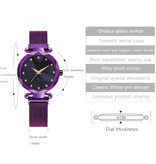 Yuhao Starry Night Watch Ladies - Luksusowy mechanizm kwarcowy Anologue dla kobiet Czerwony