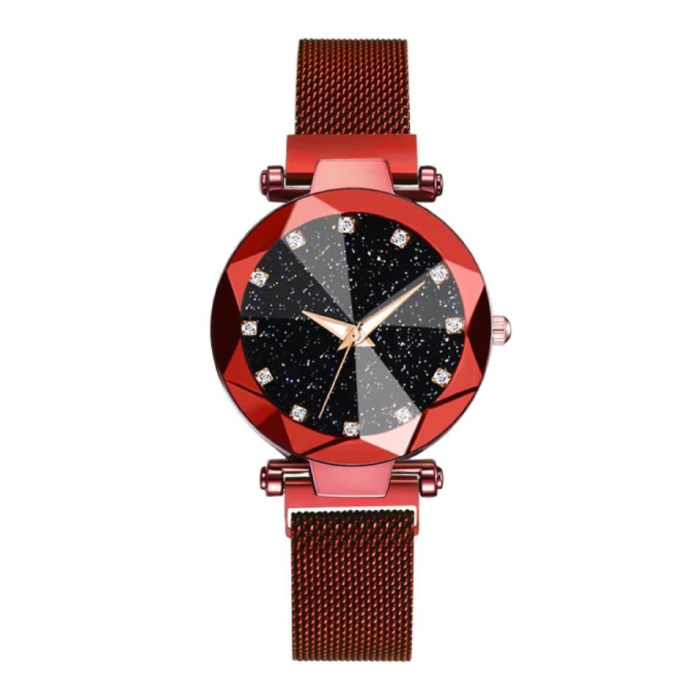 Starry Night Watch Ladies - Luksusowy mechanizm kwarcowy Anologue dla kobiet Czerwony