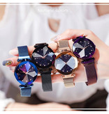 Yuhao Damski zegarek Starry Night - luksusowy mechanizm kwarcowy Anologue dla kobiet niebieski