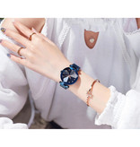 Yuhao Damski zegarek Starry Night - luksusowy mechanizm kwarcowy Anologue dla kobiet niebieski