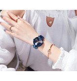 Yuhao Starry Night Horloge Dames - Luxe Anoloog Kwarts Uurwerk voor Vrouwen Blauw