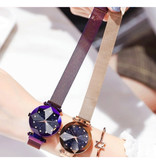 Yuhao Starry Night Watch Ladies - Luksusowy mechanizm kwarcowy Anologue dla kobiet Czarny
