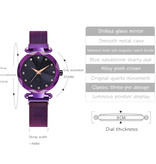 Yuhao Starry Night Watch Ladies - Luksusowy mechanizm kwarcowy Anologue dla kobiet Czarny