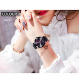 Yuhao Starry Night Watch Ladies - Luksusowy mechanizm kwarcowy Anologue dla kobiet Czarny