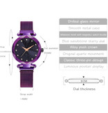 Yuhao Damski zegarek Starry Night - luksusowy mechanizm kwarcowy Anologue dla kobiet fioletowy