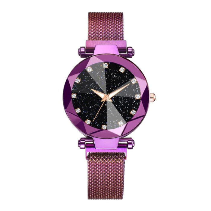 Starry Night Watch Ladies - Movimiento de cuarzo anólogo de lujo para mujer púrpura