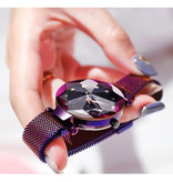Yuhao Starry Night Horloge Dames - Luxe Anoloog Kwarts Uurwerk voor Vrouwen Paars