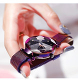 Yuhao Starry Night Watch Ladies - Mouvement à quartz de luxe Anologue pour femme Violet