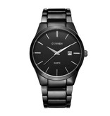 Curren Montre de luxe à quartz - Bracelet en cuir Mouvement Anologue pour homme - Acier inoxydable - Noir