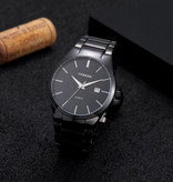 Curren Luksusowy zegarek kwarcowy - skórzany pasek z mechanizmem Anologue dla mężczyzn - stal nierdzewna - czarny