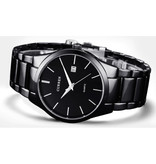 Curren Montre de luxe à quartz - Bracelet en cuir Mouvement Anologue pour homme - Acier inoxydable - Noir