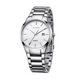 Curren Montre de luxe à quartz - Bracelet en cuir Mouvement Anologue pour homme - Acier inoxydable - Argent