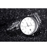 Curren Luksusowy zegarek kwarcowy - skórzany pasek z mechanizmem Anologue dla mężczyzn - stal nierdzewna - srebrny
