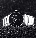 Curren Luksusowy zegarek kwarcowy - skórzany pasek z mechanizmem Anologue dla mężczyzn - stal nierdzewna - srebrno-czarny