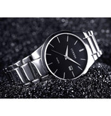 Curren Quartz Luxury Watch - Leather Strap Anologue Movement for Men - Stainless Steel - Silver-Black