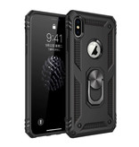 R-JUST iPhone 7 Plus Case - Shockproof Case Cover Cas TPU Black + Kickstand