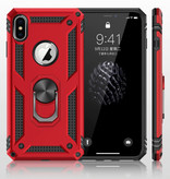 R-JUST Coque iPhone X - Housse Antichoc Cas TPU Noir + Béquille