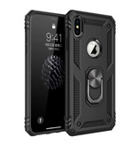 R-JUST iPhone XS Case - Shockproof Case Cover Cas TPU Black + Kickstand