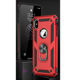 R-JUST iPhone XS Hoesje  - Shockproof Case Cover Cas TPU Zwart + Kickstand