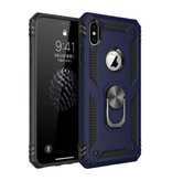 R-JUST Coque iPhone XR - Coque Antichoc Cas TPU Bleu + Béquille