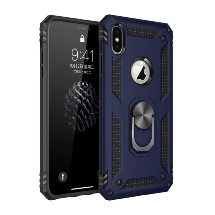 Funda para iPhone XR - Funda a prueba de golpes Cas TPU Azul + Pata de cabra