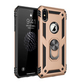 R-JUST iPhone XS Case - Shockproof Case Cover Cas TPU Gold + Kickstand