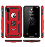 R-JUST Custodia per iPhone 8 Plus - Custodia antiurto Cover in TPU rossa + cavalletto