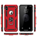 R-JUST iPhone XS Hoesje  - Shockproof Case Cover Cas TPU Rood + Kickstand